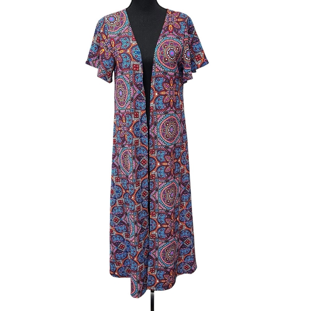 Judith March Open Front Duster Cardigan Size M Pockets Festival Boho‎ Retro
